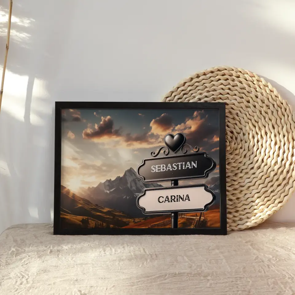 Personalisiertes Poster Liebe Wegweiser Alpen mit Namen