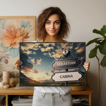 Poster personalisiert Wegweiser Valley mit Namen