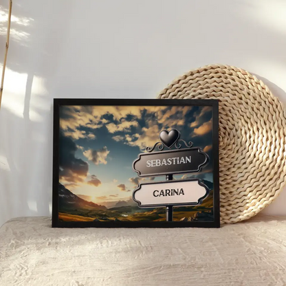 Poster personalisiert Wegweiser Valley mit Namen