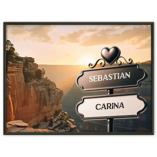 Liebes Poster Wegweiser Grand Canyon Sonnenuntergang mit Namen