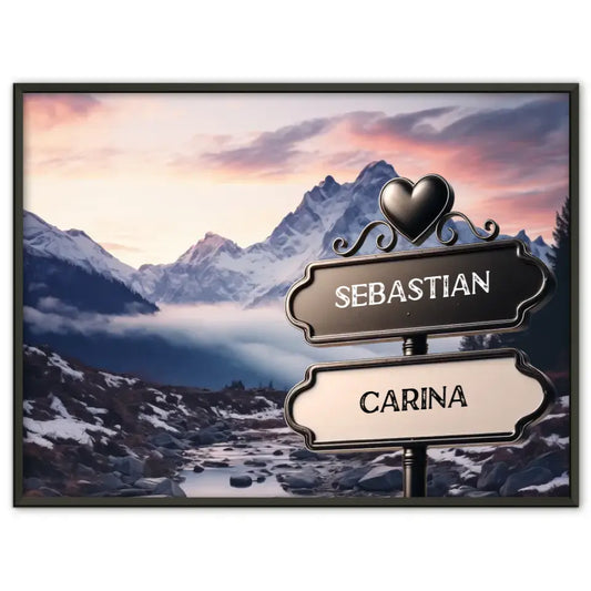 Personalisiertes Poster Paare Wegweiser Gletschertal mit Namen