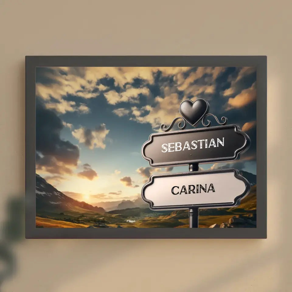 Poster personalisiert Wegweiser Valley mit Namen