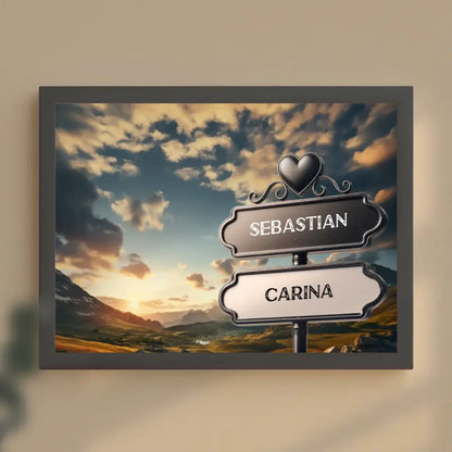 Poster personalisiert Wegweiser Valley mit Namen