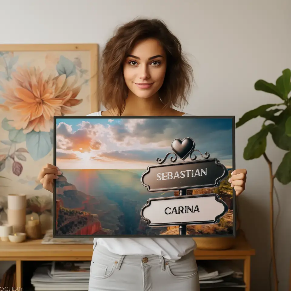 Personalisiertes Poster Liebe Wegweiser Grand Canyon Sonnig mit Namen