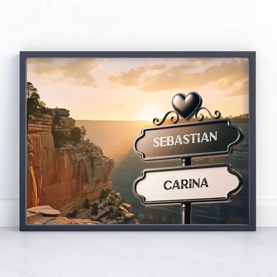 Liebes Poster Wegweiser Grand Canyon Sonnenuntergang mit Namen