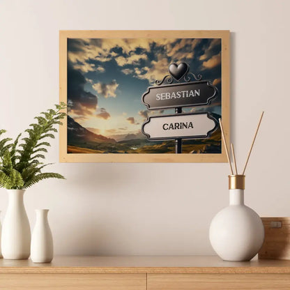Poster personalisiert Wegweiser Valley mit Namen