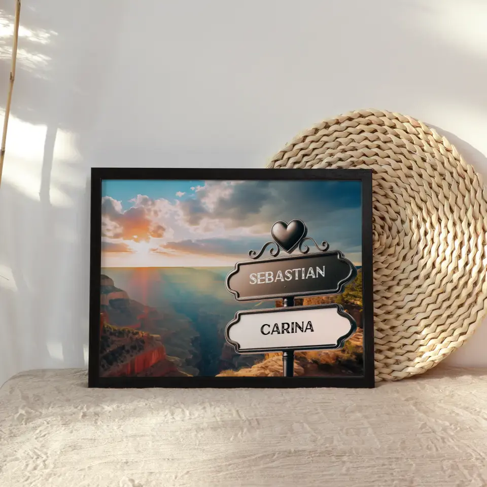 Personalisiertes Poster Liebe Wegweiser Grand Canyon Sonnig mit Namen