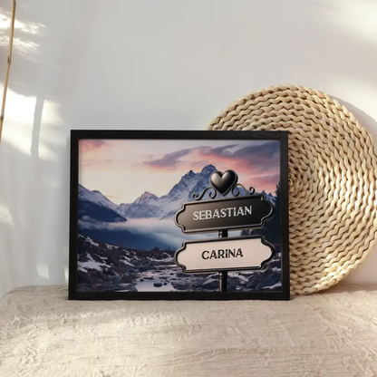 Personalisiertes Poster Paare Wegweiser Gletschertal mit Namen