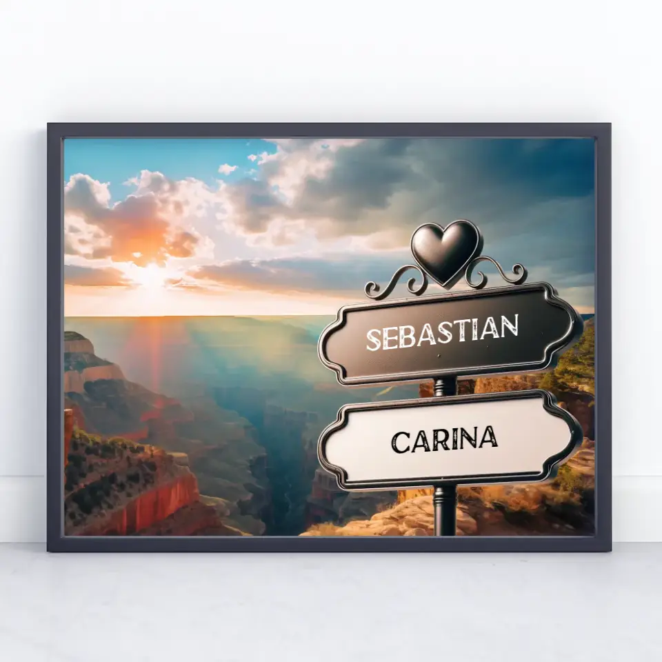 Personalisiertes Poster Liebe Wegweiser Grand Canyon Sonnig mit Namen