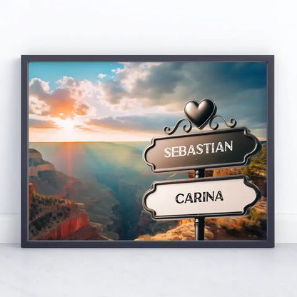 Personalisiertes Poster Liebe Wegweiser Grand Canyon Sonnig mit Namen