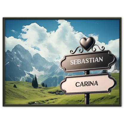 Liebes Poster Wegweiser Alpen Weide mit Namen