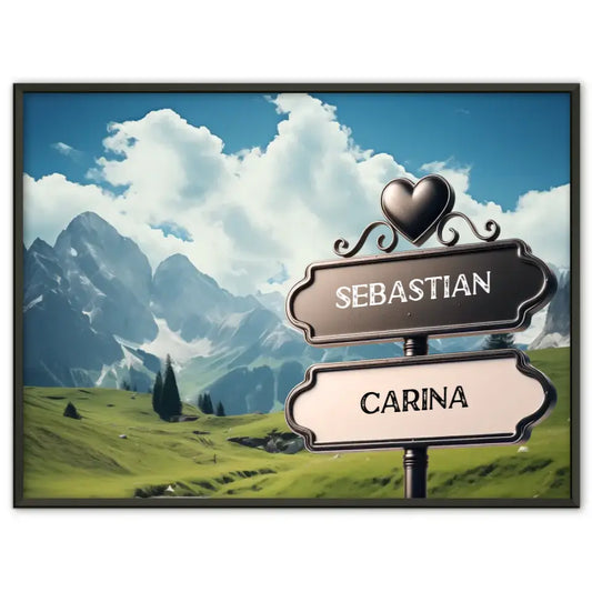 Liebes Poster Wegweiser Alpen Weide mit Namen