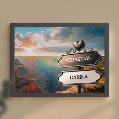 Personalisiertes Poster Liebe Wegweiser Grand Canyon Sonnig mit Namen