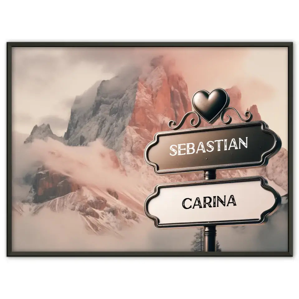 Personalisiertes Poster Paare Wegweiser Dolomiten mit Namen