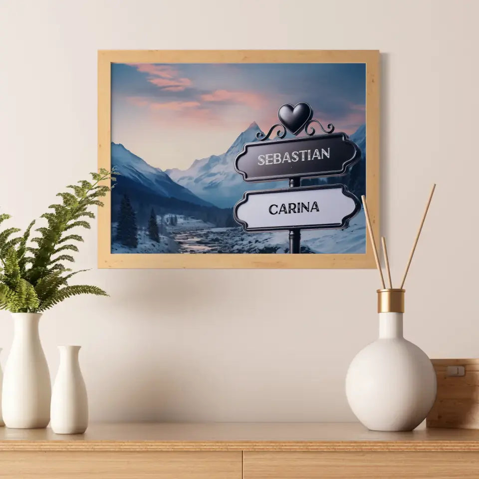 Poster personalisiert Wegweiser Canada Gletscher mit Namen