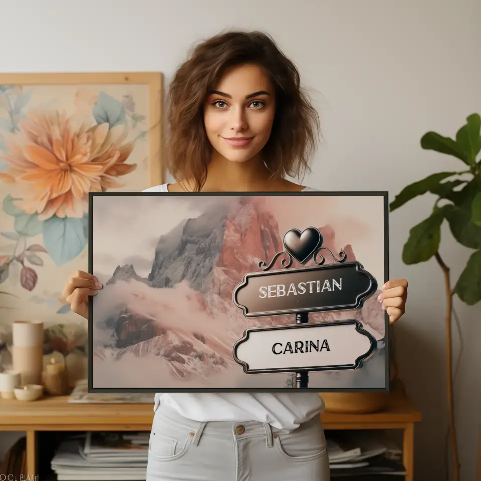 Personalisiertes Poster Paare Wegweiser Dolomiten mit Namen