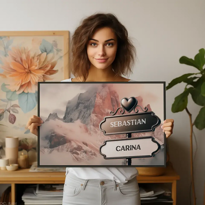 Personalisiertes Poster Paare Wegweiser Dolomiten mit Namen