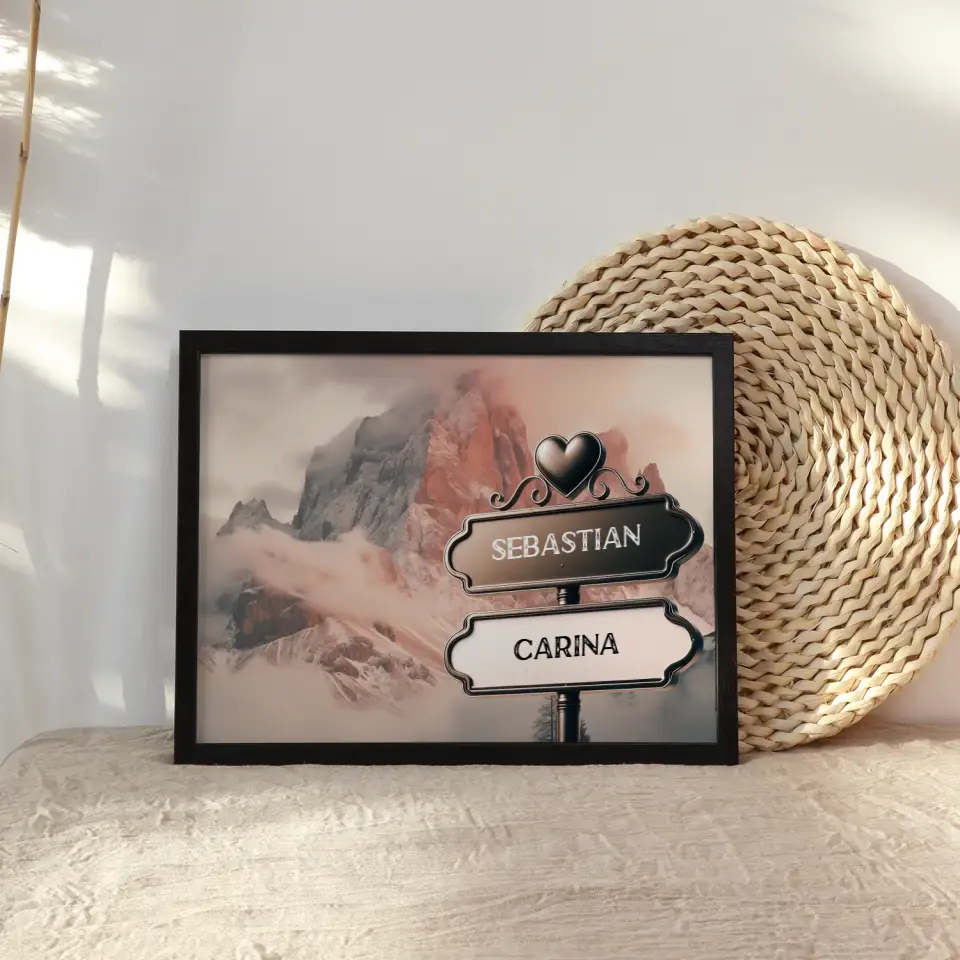 Personalisiertes Poster Paare Wegweiser Dolomiten mit Namen