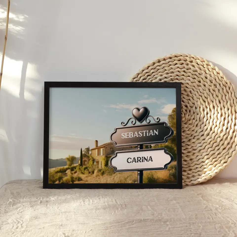 Poster personalisiert Wegweiser Provence Frankreich mit Namen