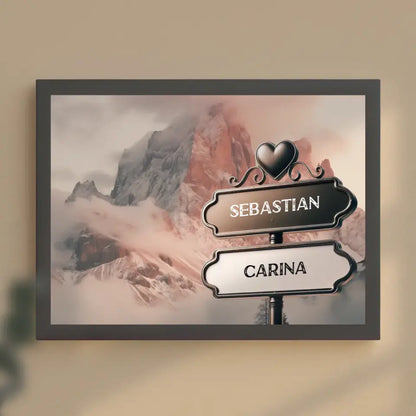 Personalisiertes Poster Paare Wegweiser Dolomiten mit Namen