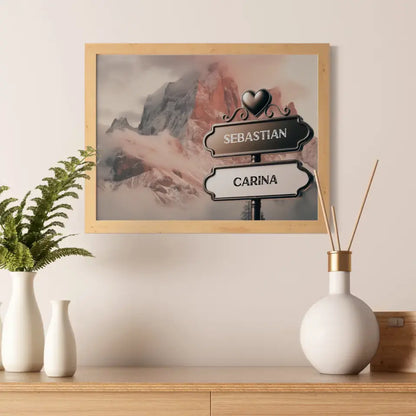 Personalisiertes Poster Paare Wegweiser Dolomiten mit Namen