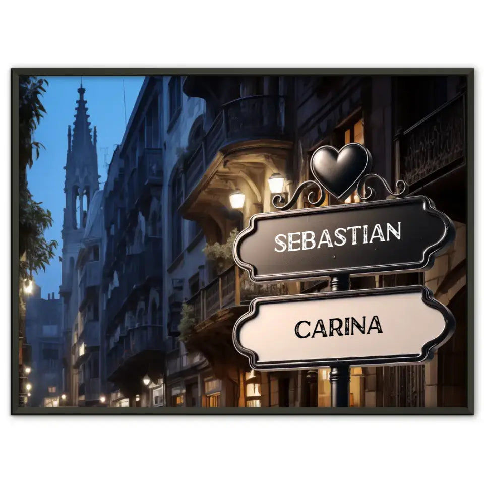 Poster personalisiert Wegweiser London bei Dämmerung