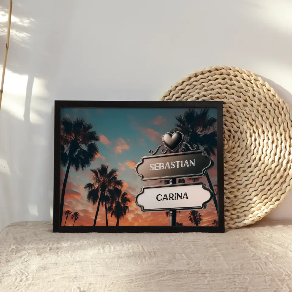 Poster personalisiert Wegweiser Miami Beach Dämmerung Für Paare