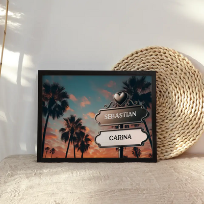 Poster personalisiert Wegweiser Miami Beach Dämmerung Für Paare