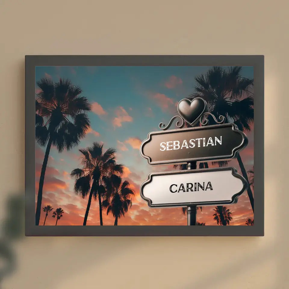Poster personalisiert Wegweiser Miami Beach Dämmerung Für Paare