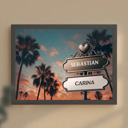 Poster personalisiert Wegweiser Miami Beach Dämmerung Für Paare