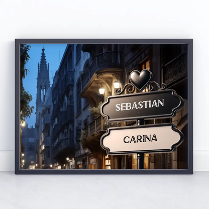 Poster personalisiert Wegweiser London bei Dämmerung