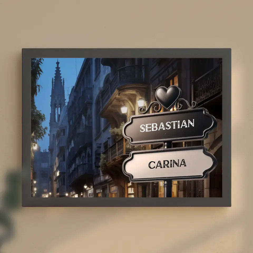 Poster personalisiert Wegweiser London bei Dämmerung