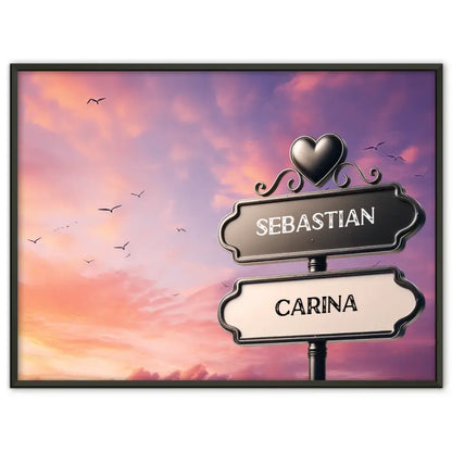 Personalisiertes Poster Wegweiser Lila Wolken