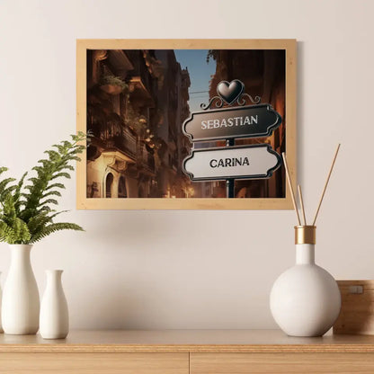 Liebes Poster mit Namen Wegweiser Spanische Altstadt
