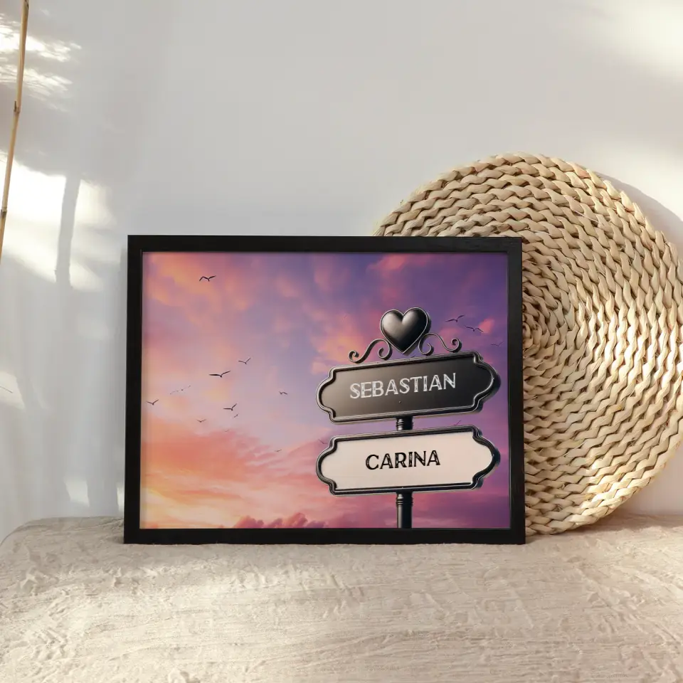 Personalisiertes Poster Wegweiser Lila Wolken