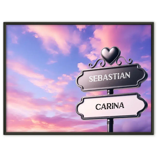 Personalisiertes Poster Liebe Wegweiser Bunte wolken dämmerung