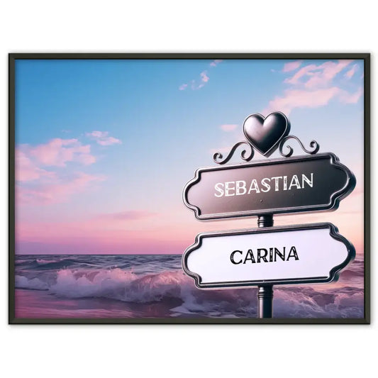 Personalisiertes Poster Paare Wegweiser Ruhiger Strand