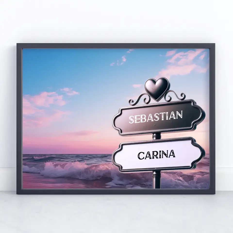 Personalisiertes Poster Paare Wegweiser Ruhiger Strand