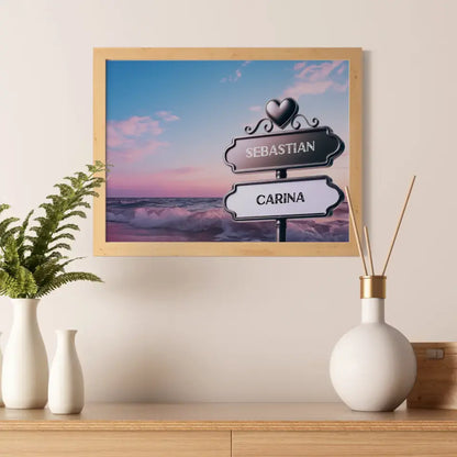 Personalisiertes Poster Paare Wegweiser Ruhiger Strand