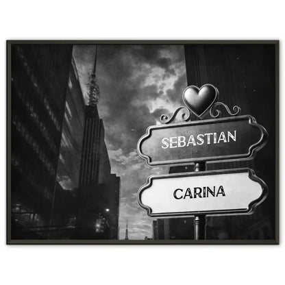 Liebes Poster Wegweiser Schwarz Weiß bewölkte Stadt mit Namen