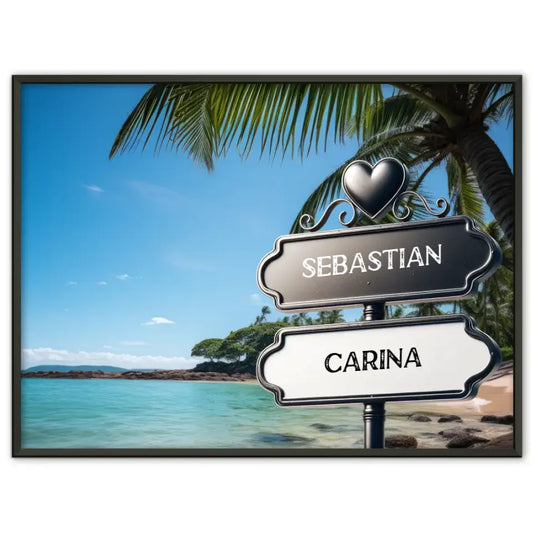 Personalisiertes Poster Liebe Wegweiser Palmen & Strand