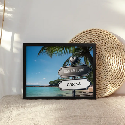 Personalisiertes Poster Liebe Wegweiser Palmen & Strand