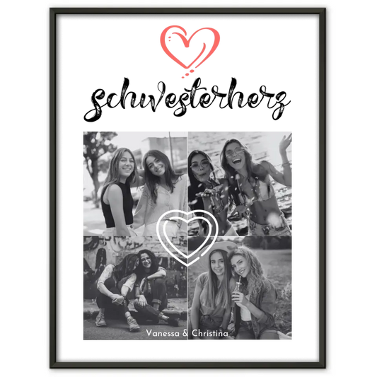 Personalisiertes Poster Schwester Schwesterherz 4 Fotos & Eigener Spruch