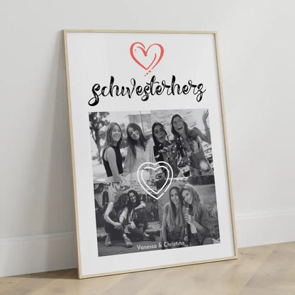 Personalisiertes Poster Schwester Schwesterherz 4 Fotos & Eigener Spruch
