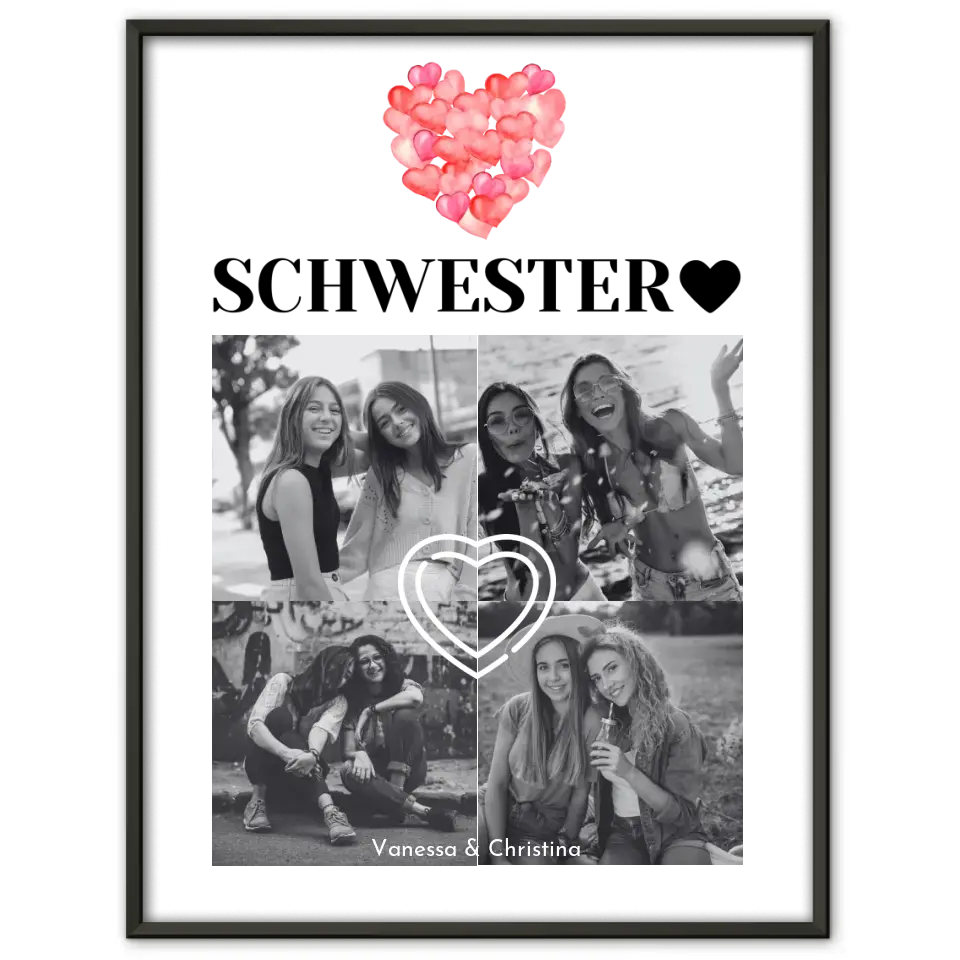 Poster Schwester Personalisiert Schwesterherz 4 Fotos & Wunsch Spruch
