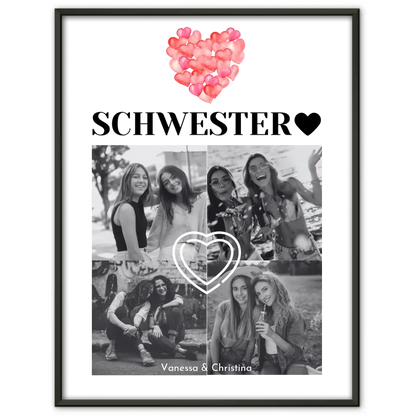Poster Schwester Personalisiert Schwesterherz 4 Fotos & Wunsch Spruch