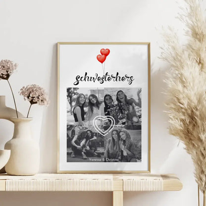 Poster Schwester Schwesterherz mit 4 Fotos & Eigener Text