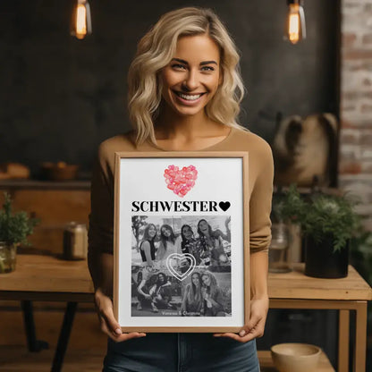 Poster Schwester Personalisiert Schwesterherz 4 Fotos & Wunsch Spruch