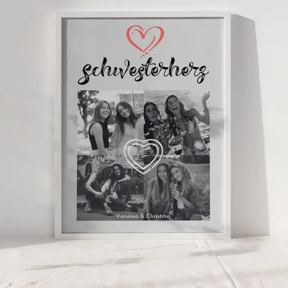 Personalisiertes Poster Schwester Schwesterherz 4 Fotos & Eigener Spruch