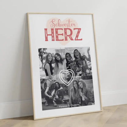 Schwester Poster Personalisiert Schwesterherz 4 Fotos & Wunschtext